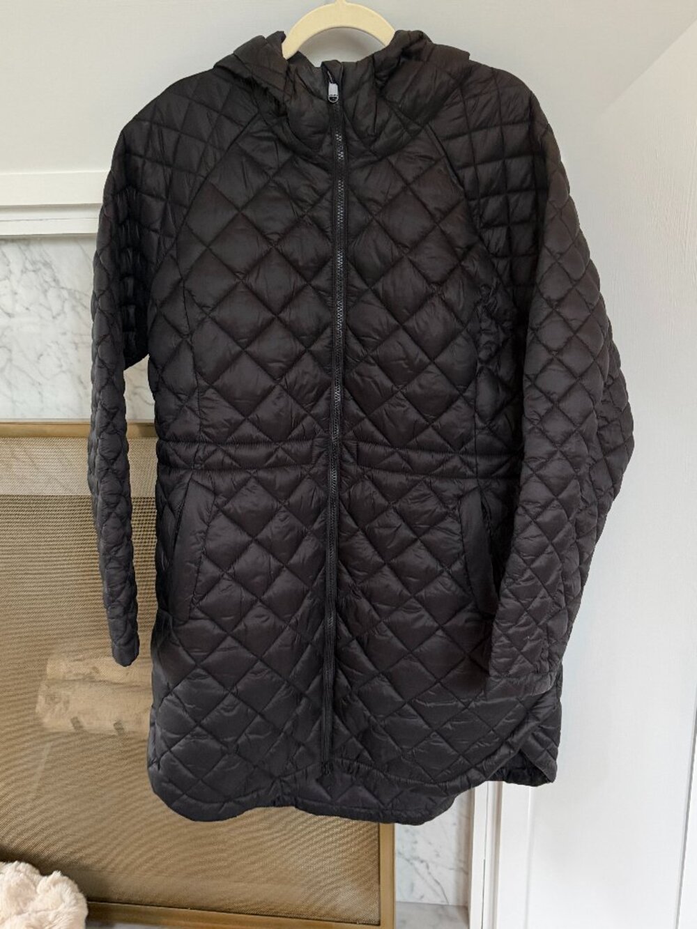 Athleta Quilted Hooded Long Puffer Coat - Large